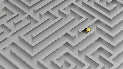 Ball rolls through the maze. Finding the way concept. 動画素材 264151433