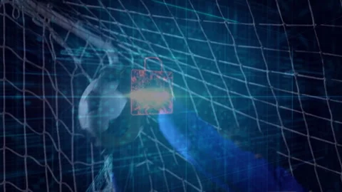 Ball scoring making net vibrating dissolving particles forming circuit ecommerce Stock Footage 311586044