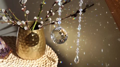 Ball shape crystal rainbow maker suncatcher hanging. Stock Footage 171818935
