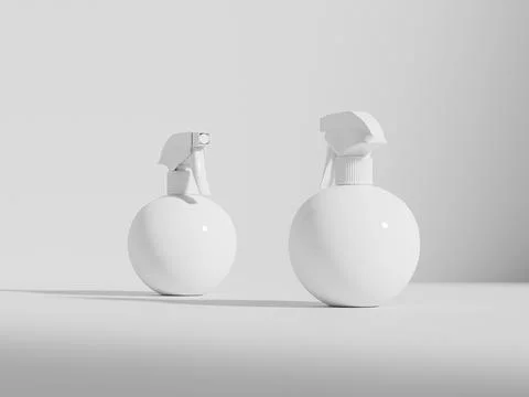 Ball-shape PET plastic sprayer packaging, rounded trigger spray bottle 库存插图