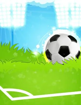 Ball on the soccer field Stock Illustration