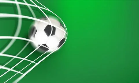 The ball in the soccer net. Goal vector concept. 3d vector banner with copy.. Stock-Illustration