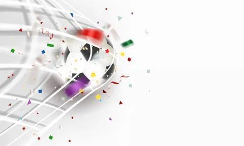 The ball in the soccer net. Goal vector concept. 3d vector banner with copy.. Ilustração Stock