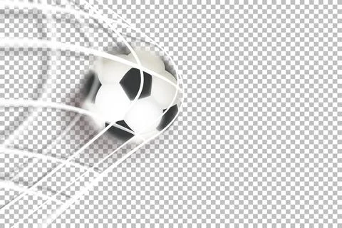 The ball in the soccer net. Goal vector concept. 3d vector banner with copy.. Ilustração Stock