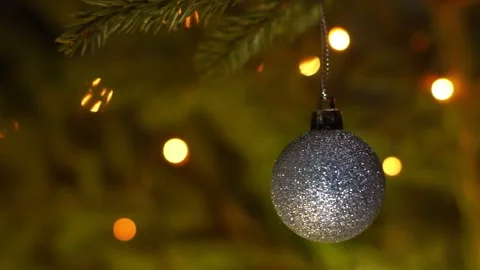 Ball with spangles on a New Year tree Stock Footage 100678280