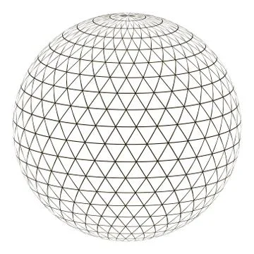 Ball sphere grid triangle on surface, vector layout globe planet earth with a Illustrazione stock