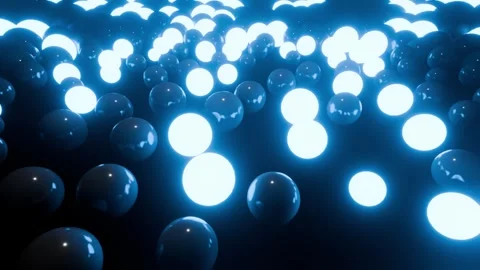 Ball Spheres neon background VJ loop animation with blue lights Stock Footage 338066271