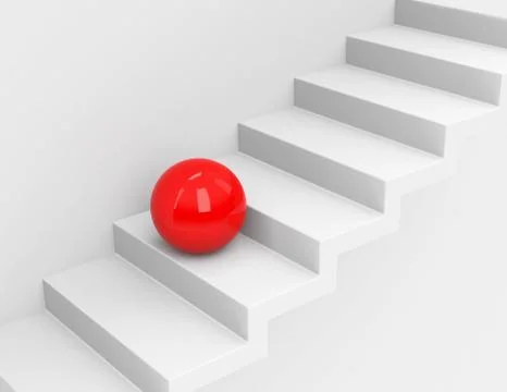 Ball on stair Stock Illustration