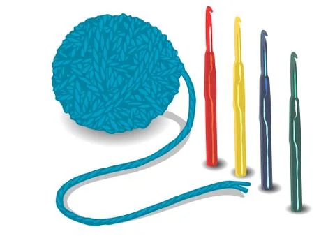 Ball of string and crochet hooks Stock Illustration