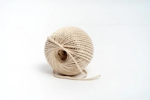 Ball of string,wound, coiled isolated on white. Stock Photos