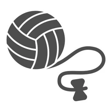 Ball of thread and bow solid icon. Cat toy vector illustration isolated on white 스톡 일러스트