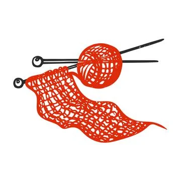 Ball of thread and knitting needles. Vector illustration. Stock Illustration