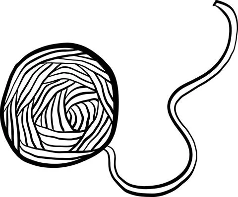 Ball of thread icon. Black and white sketch vector illustration. 스톡 일러스트