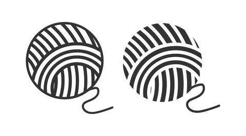 Ball of thread icon. Wool skein symbol. Sign knitting element vector. Stock Illustration