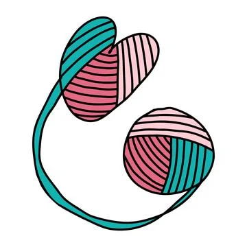 A ball of thread with a knitted heart. Vector Stock Illustration