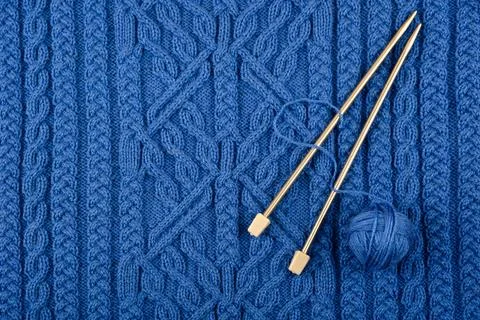 Ball of thread with knitting needles Stock Photos
