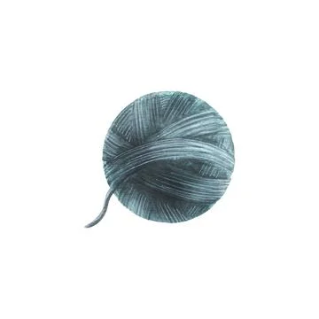 Ball of thread, yarn of blue colors. Watercolor illustration. Isolated object Stock Illustration