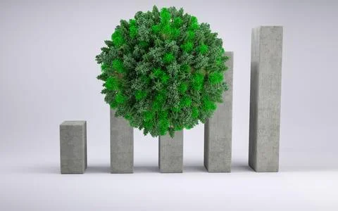 Ball with trees in front of statistic Stock Photos