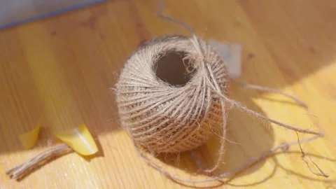 Ball of twine rope close up Stock Footage 241204030