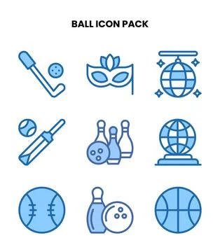 Ball Two Colour Bundle Icons Pack Stock Illustration
