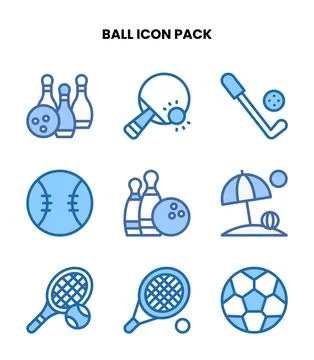 Ball Two Colour Bundle Icons Pack Stock Illustration