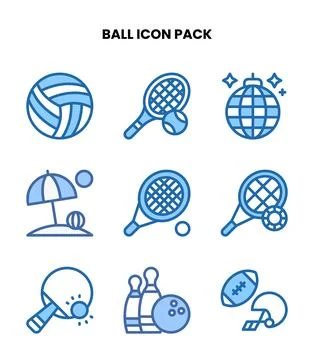 Ball Two Colour Vector Icons Pack Stock Illustration