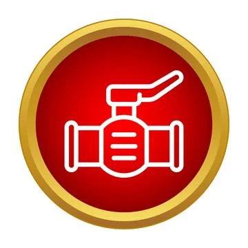 Ball valve icon on a red button with a golden border 스톡 일러스트