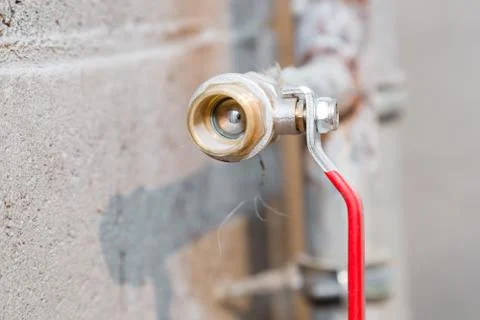 Ball valve on the pipe in the closed position Stock Photos