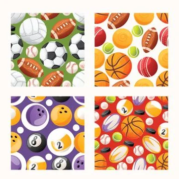 Ball vector seamless pattern football basketball soccer baseball background 스톡 일러스트