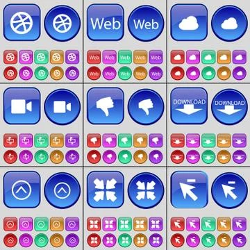Ball, Web, Cloud, Film camera, Dislike, Download, Arrow up, Deploying screen, Cu イラスト素材