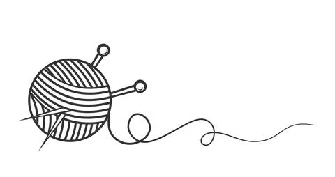 Ball of wool and knitting needles isolated on white Stockillustratie