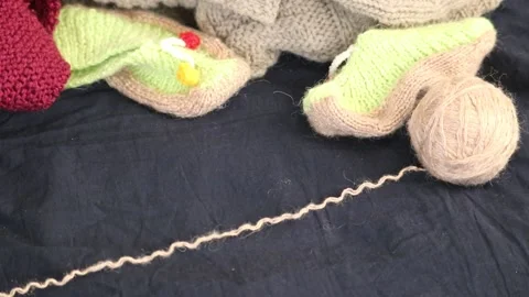 A ball of woolen thread for knitting. Stock Footage 139861028
