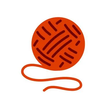 Ball of woolen threads. Hobbies, knitting and needlework. Stock Illustration