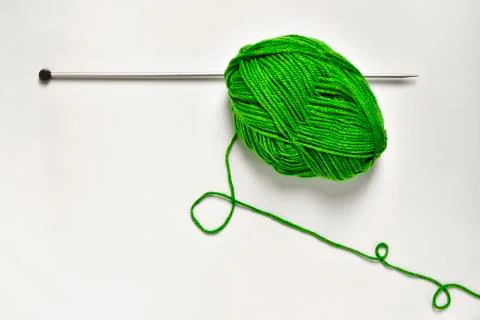 Ball of yarn and knitting pin Stock Photos