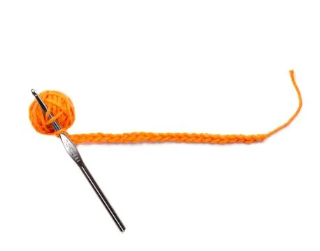 A ball of yarn with a crochet string for text Stock Photos