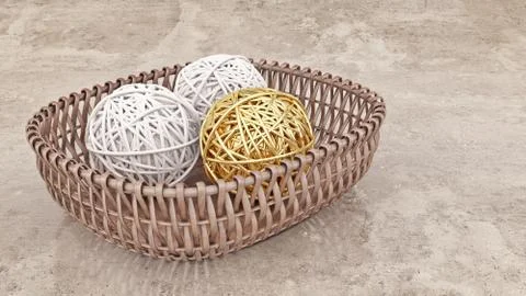 Ball of yarn gold. 3d rendering Stock Illustration