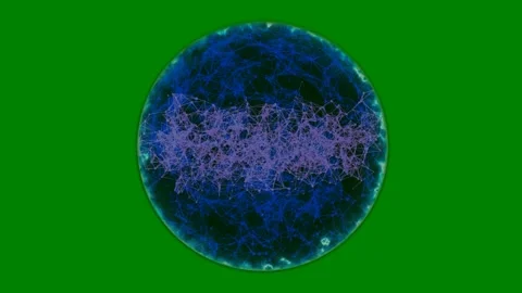 Ball yarn green screen image sphere egg neurons in blue black circle animated Stock Footage 314068544
