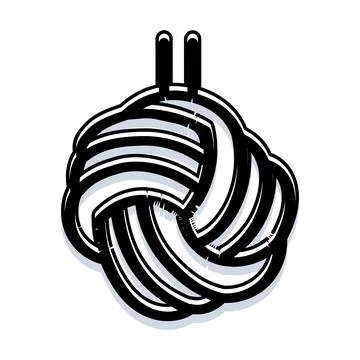 Ball of yarn icon with thread strands textile crafting Illustrazione stock