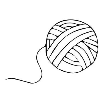 Ball of yarn for knitting handmade. Vector illustration in doodle style on white Stock Illustration