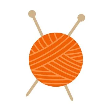 Ball of yarn with knitting needles. Ilustración de archivo