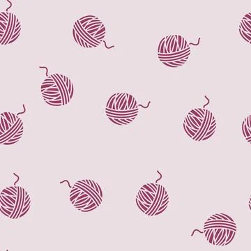 Ball yarn knitting wool glyph seamless pattern Illustrazione stock