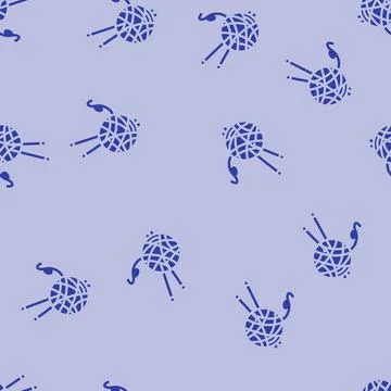 Ball yarn knitting wool glyph vector seamless pattern Stock Illustration