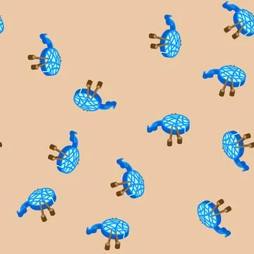 Ball yarn knitting wool isometric icon seamless pattern Stock Illustration