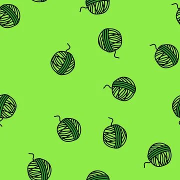 Ball yarn knitting wool vector seamless pattern Stock Illustration