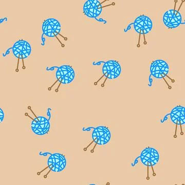 Ball yarn knitting wool vector seamless pattern Stock Illustration