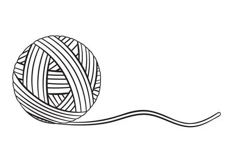 Ball of yarn thread icon. Round clew filament for knitting, wool skein fiber Stock Illustration
