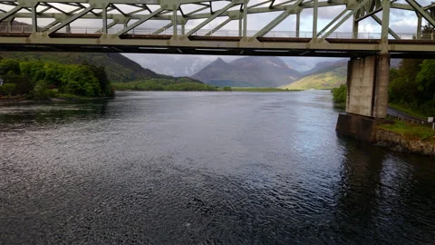 Ballachulish Bridge with stunning light on Glencoe Stock Footage 335680857