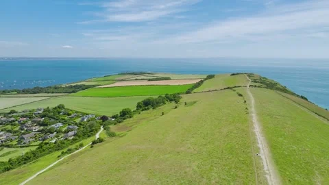Ballard Cliff over Studland from a drone, Jurassic Coast, Dorse, Poole, UK Stock-Footage 278434252