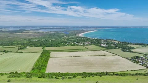 Ballard Cliff over Studland from a drone, Jurassic Coast, Dorse, Poole, UK Video stock 278434253