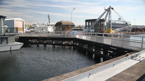 Ballard Locks Gates opening after fill up Stock Footage 39563018